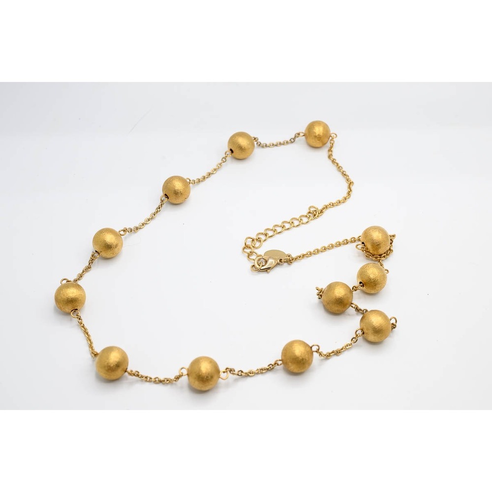 Nolan Miller Necklace 40" Gold Tone Textured Ball Station Long Chain